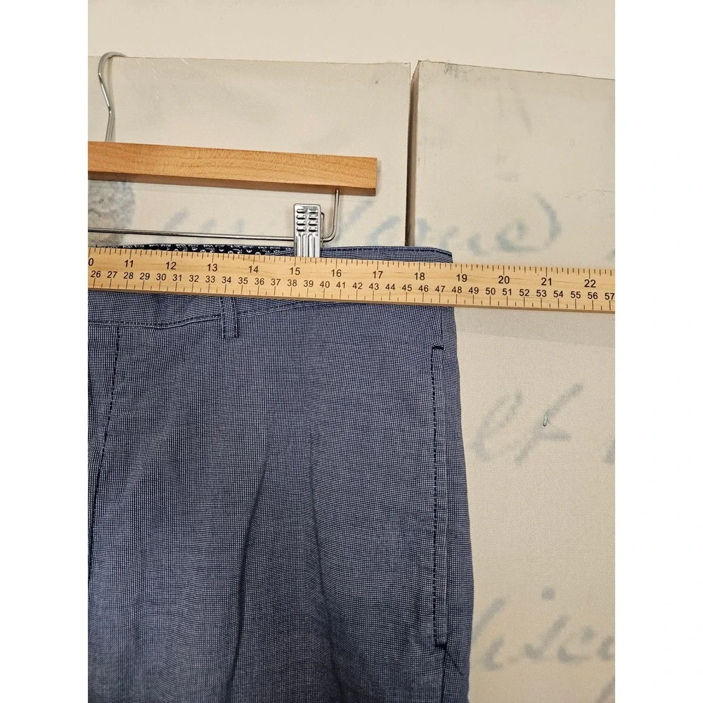 Cremieux Chino Pants 38x30 Blue Micro Check Cotton Straight Leg Business Casual